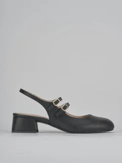 Décolleté e slingback tacco 4cm pelle nero