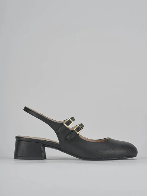 Décolleté e slingback tacco 4cm pelle nero