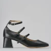 Décolleté e slingback tacco 6cm pelle nero