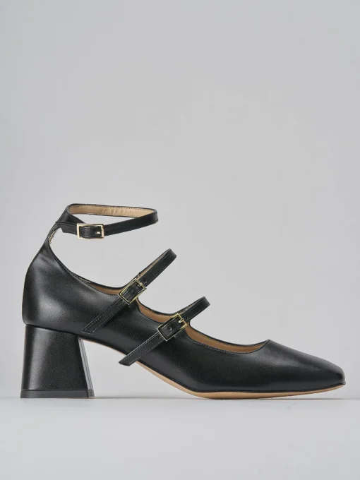 Décolleté e slingback tacco 6cm pelle nero