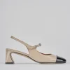 Décolleté e slingback tacco 5cm pelle beige