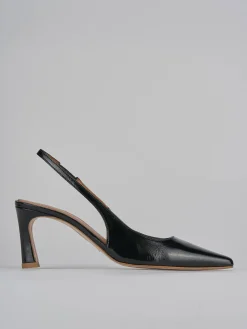 Décolleté e slingback tacco 6cm pelle nero