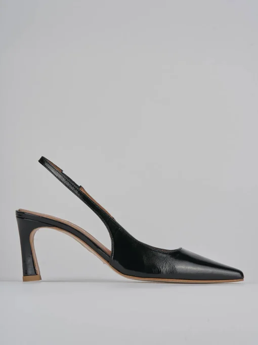 Décolleté e slingback tacco 6cm pelle nero