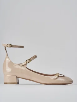 Décolleté e slingback tacco 3cm vernice beige