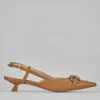 Décolleté e slingback tacco 3cm pelle marrone
