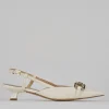 Décolleté e slingback tacco 3cm pelle bianco