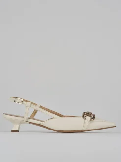 Décolleté e slingback tacco 3cm pelle bianco