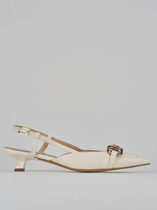 Décolleté e slingback tacco 3cm pelle bianco