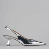 Décolleté e slingback tacco 6cm pelle argento