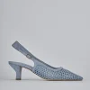 Décolleté e slingback tacco 6cm camoscio azzurro