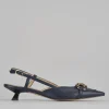 Décolleté e slingback tacco 3cm pelle blu