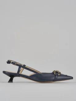 Décolleté e slingback tacco 3cm pelle blu