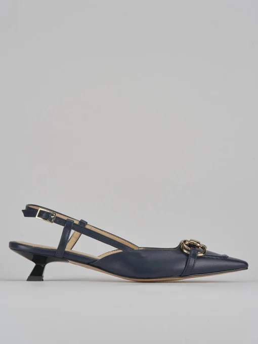Décolleté e slingback tacco 3cm pelle blu