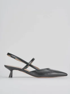 Décolleté e slingback tacco 5cm pelle nero