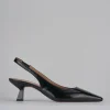 Décolleté e slingback tacco 6cm vernice nero