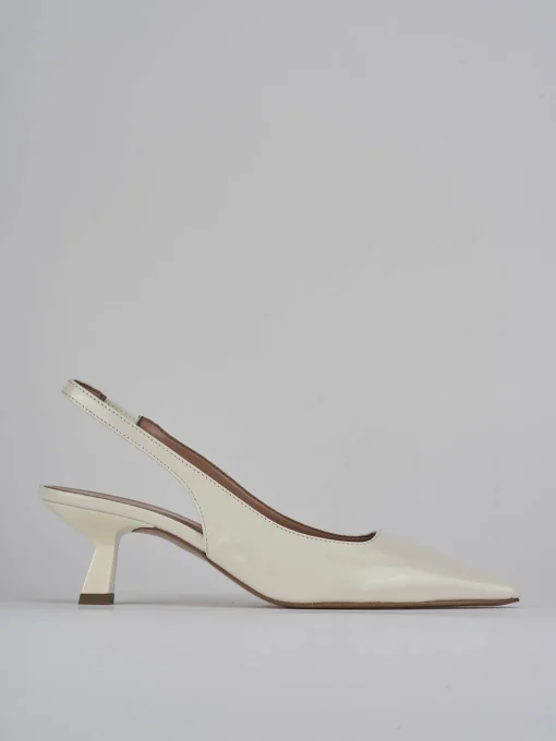 Décolleté e slingback tacco 6cm vernice bianco