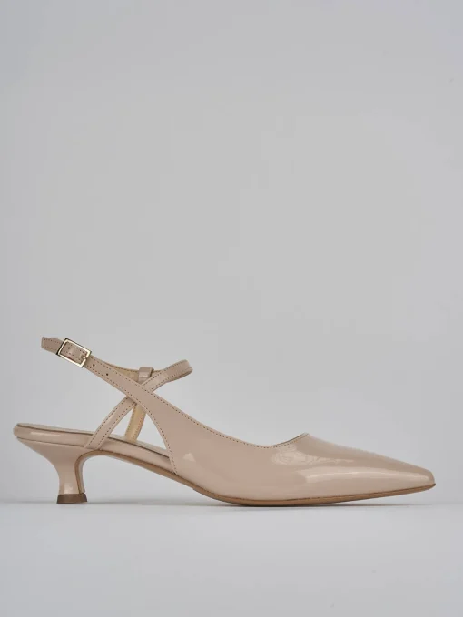 Décolleté e slingback tacco 4cm vernice beige