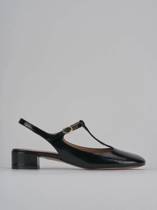Décolleté e slingback tacco 3cm vernice nero