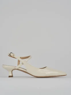 Décolleté e slingback tacco 4cm vernice bianco