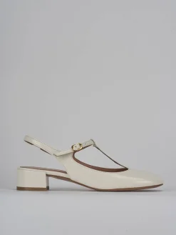 Décolleté e slingback tacco 3cm vernice bianco