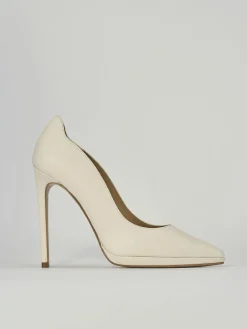 Décolleté e slingback tacco 11cm pelle bianco