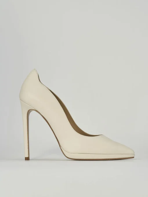 Décolleté e slingback tacco 11cm pelle bianco