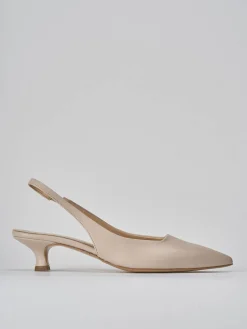 Décolleté e slingback tacco 3cm pelle beige