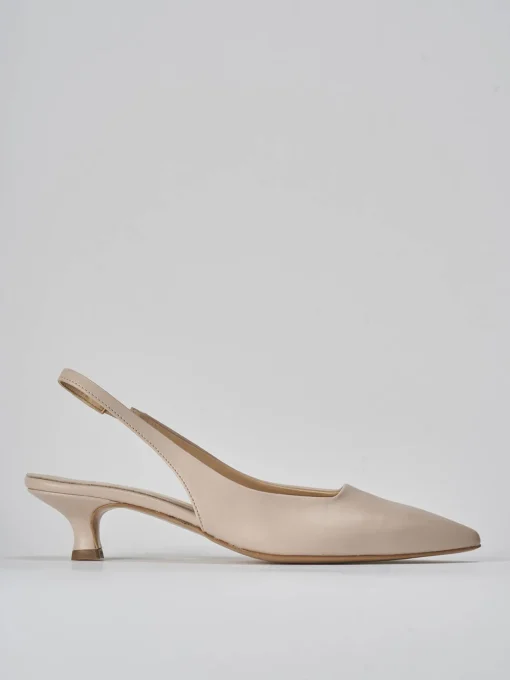 Décolleté e slingback tacco 3cm pelle beige