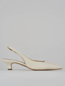 Décolleté e slingback tacco 3cm pelle bianco