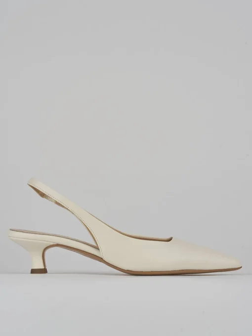 Décolleté e slingback tacco 3cm pelle bianco