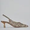 Décolleté e slingback tacco 4cm pelle bronzo
