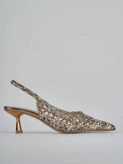 Décolleté e slingback tacco 4cm pelle bronzo