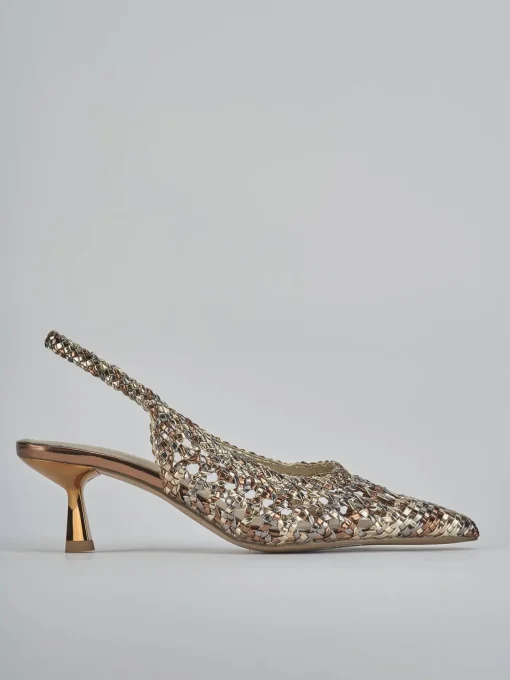 Décolleté e slingback tacco 4cm pelle bronzo