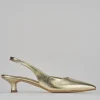 Décolleté e slingback tacco 4cm pelle oro