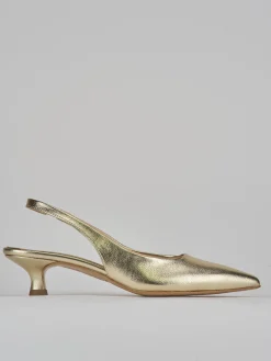 Décolleté e slingback tacco 4cm pelle oro