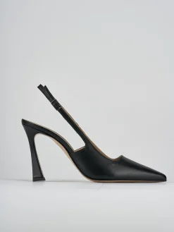 Décolleté e slingback tacco 9cm pelle nero