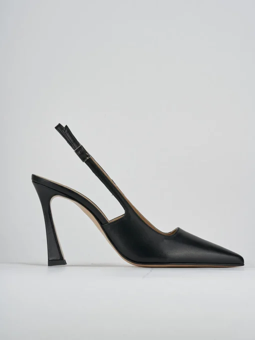 Décolleté e slingback tacco 9cm pelle nero