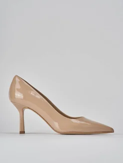 Décolleté e slingback tacco 7cm vernice beige