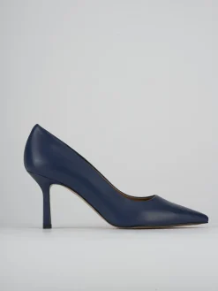 Décolleté e slingback tacco 7cm pelle blu
