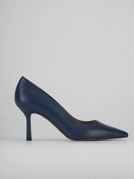 Décolleté e slingback tacco 7cm pelle blu
