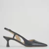 Décolleté e slingback tacco 6cm pelle nero