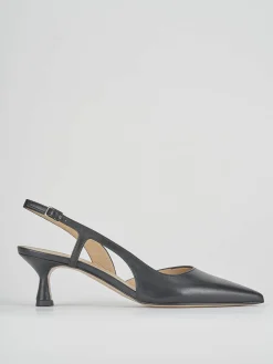 Décolleté e slingback tacco 6cm pelle nero