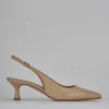 Décolleté e slingback tacco 5cm pelle marrone