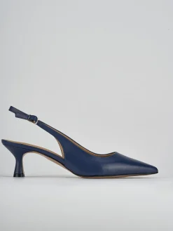 Décolleté e slingback tacco 5cm pelle blu