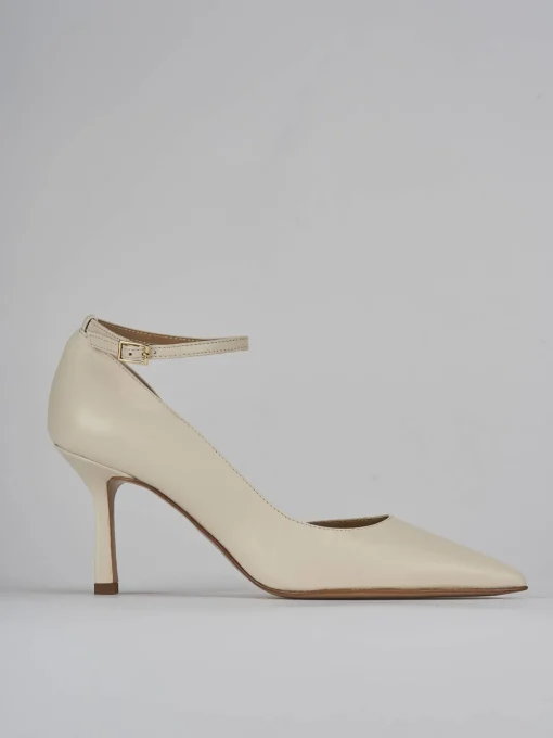 Décolleté e slingback tacco 7cm pelle bianco