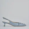 Décolleté e slingback tacco 5cm vernice azzurro