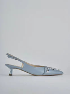 Décolleté e slingback tacco 5cm vernice azzurro
