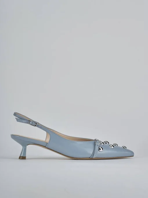 Décolleté e slingback tacco 5cm vernice azzurro