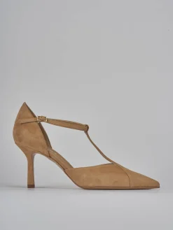 Décolleté e slingback tacco 7cm camoscio marrone