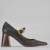 Décolleté e slingback tacco 7cm pelle testa